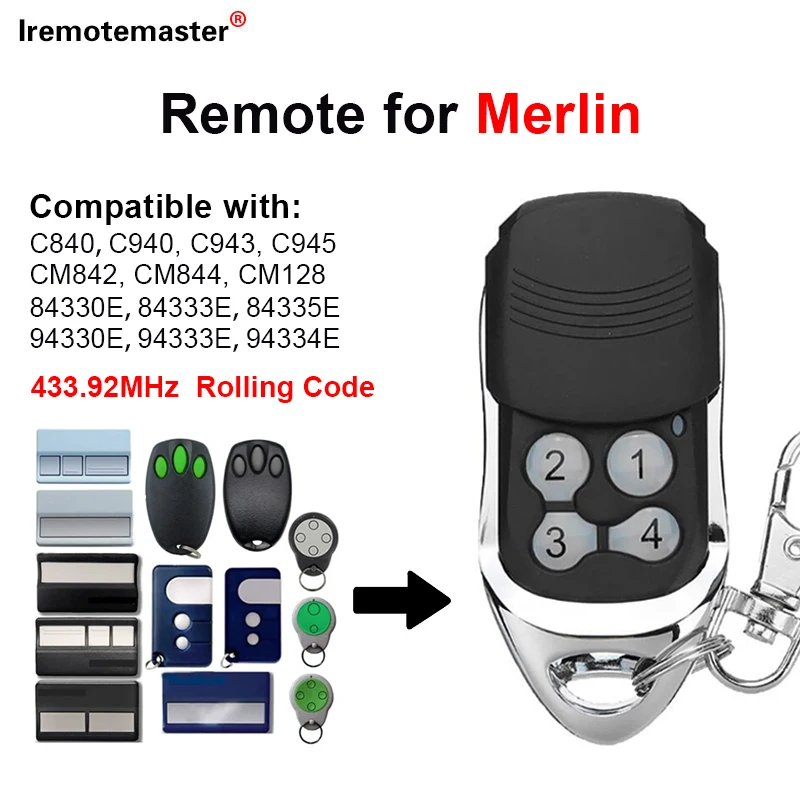 For  94335E 94330E 94335EML 94333E Motorlift 84335E 84330E 84335EML Merlin C945 433.92MHz Garage Door Remote Transmitter