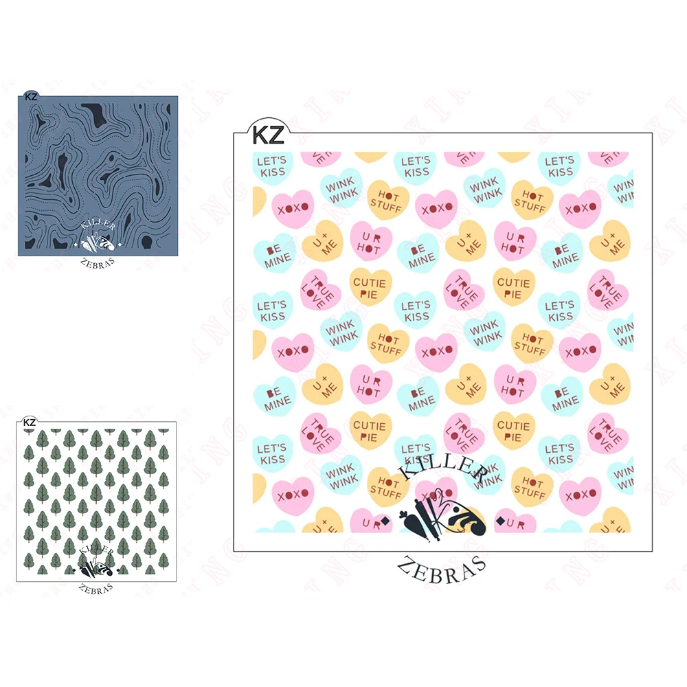New Diy Layered Stencil Topographic Map Forest 2 Part Conversation Hearts 4 Part Painting Scrapbook Coloring Embossing Deco Mold