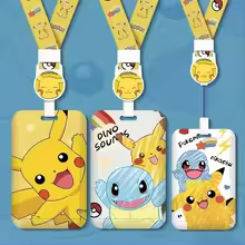 Pikachu Card Holder Pokemon Funny Children Cute Cartoon Subway Bus Bank Card Lanyard Anti-lost Card Holder