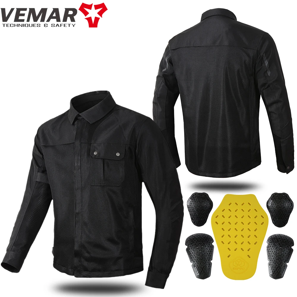 

VEMAR Summer Motorcycle Riding Jacket Men Women Mesh Breathable Motocross Jacket With CE 5Pcs Protective Pad Motorbike Jacket