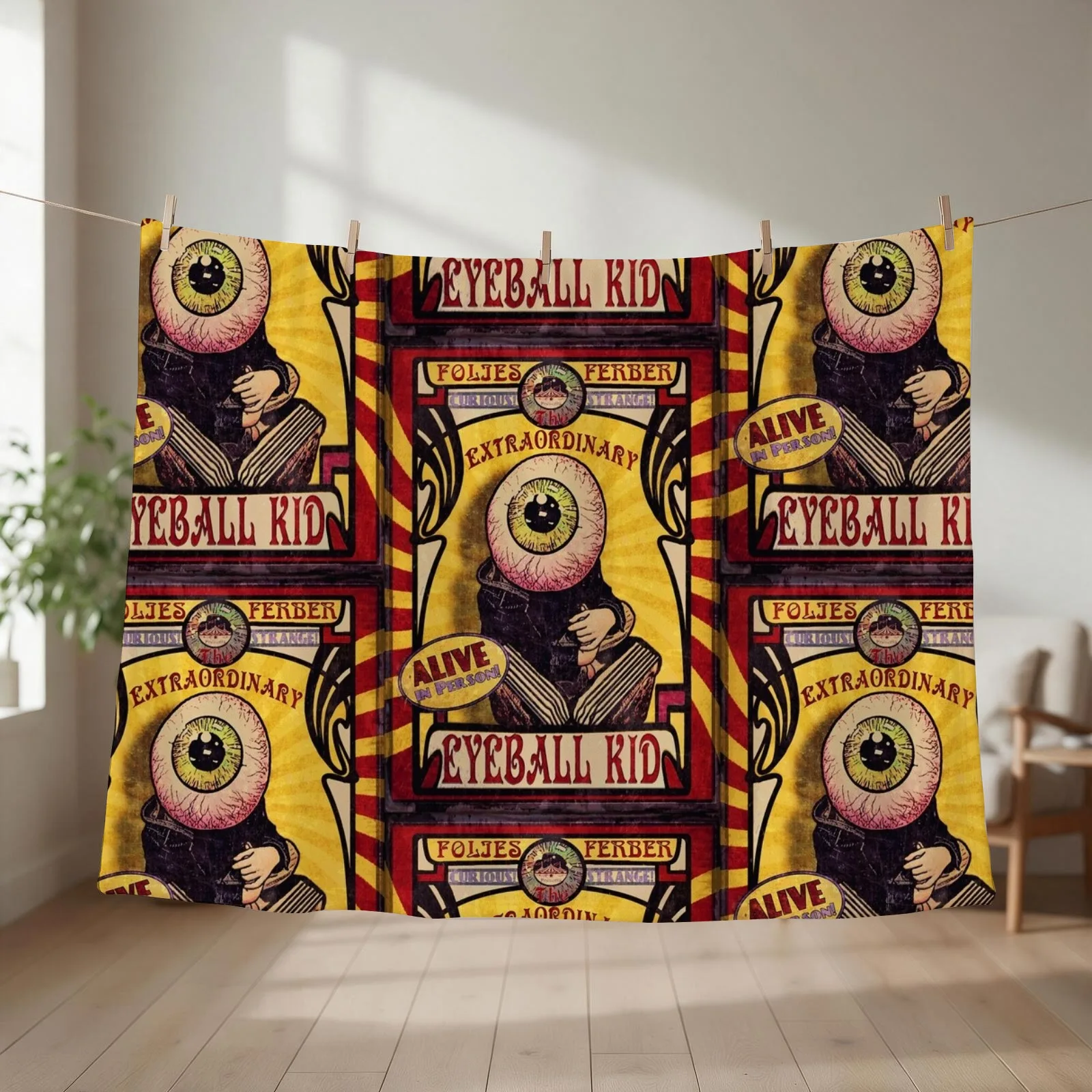 The Extraordinary Eyeball Kid: Sideshow Poster Throw Blanket couch cozy soft plush fuzzy picnic outdoor blanket