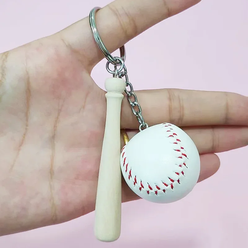 Creative Baseball Keychains Wooden Baseball Bat Cute Baseball Keychain Handbag Pendant Student's Funny Keychains