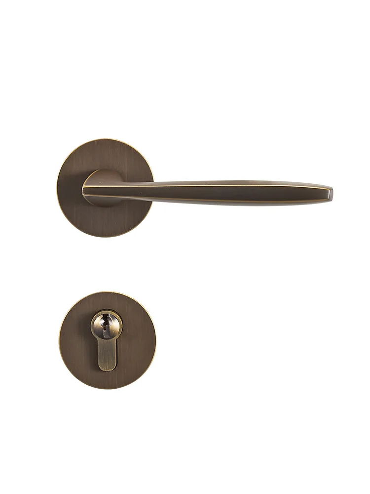 Pure copper bedroom door lock, brass silent magnetic suction modern, simple light luxury gold door