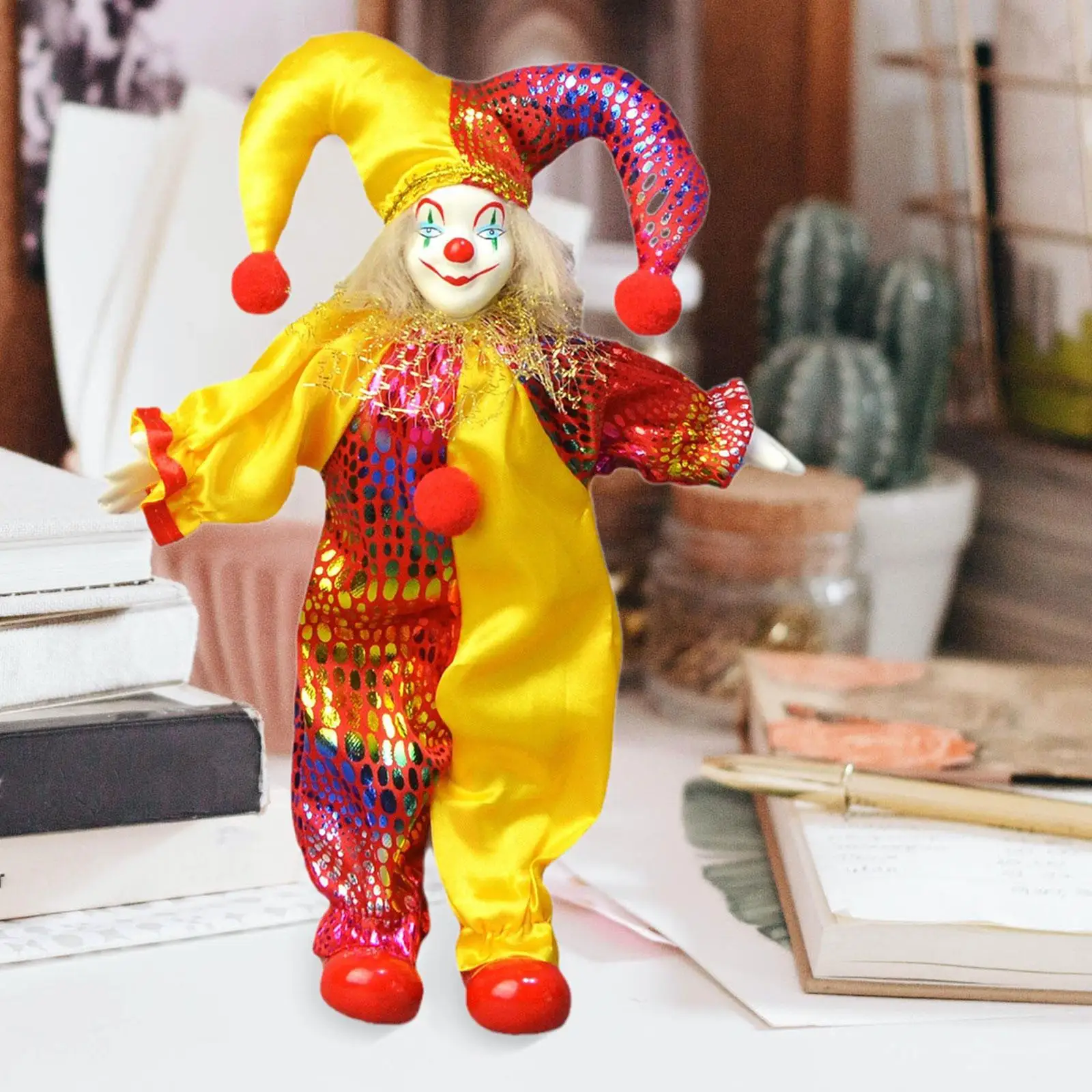 

Porcelain Clown Doll Clown Model Halloween Ornament Table Decoration Clown Figure Desk Ornament for Table Room Birthdays Gift