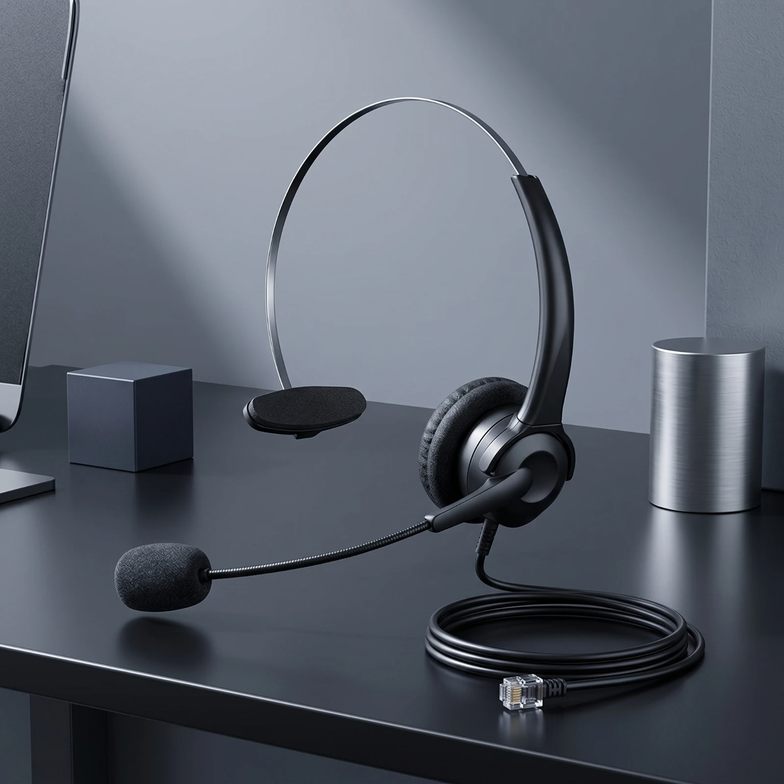 Headset with Adjustable Extendable Audio Pickup over-the-Head Single Ear Headset Wired Hands-Unrestricted for Operators