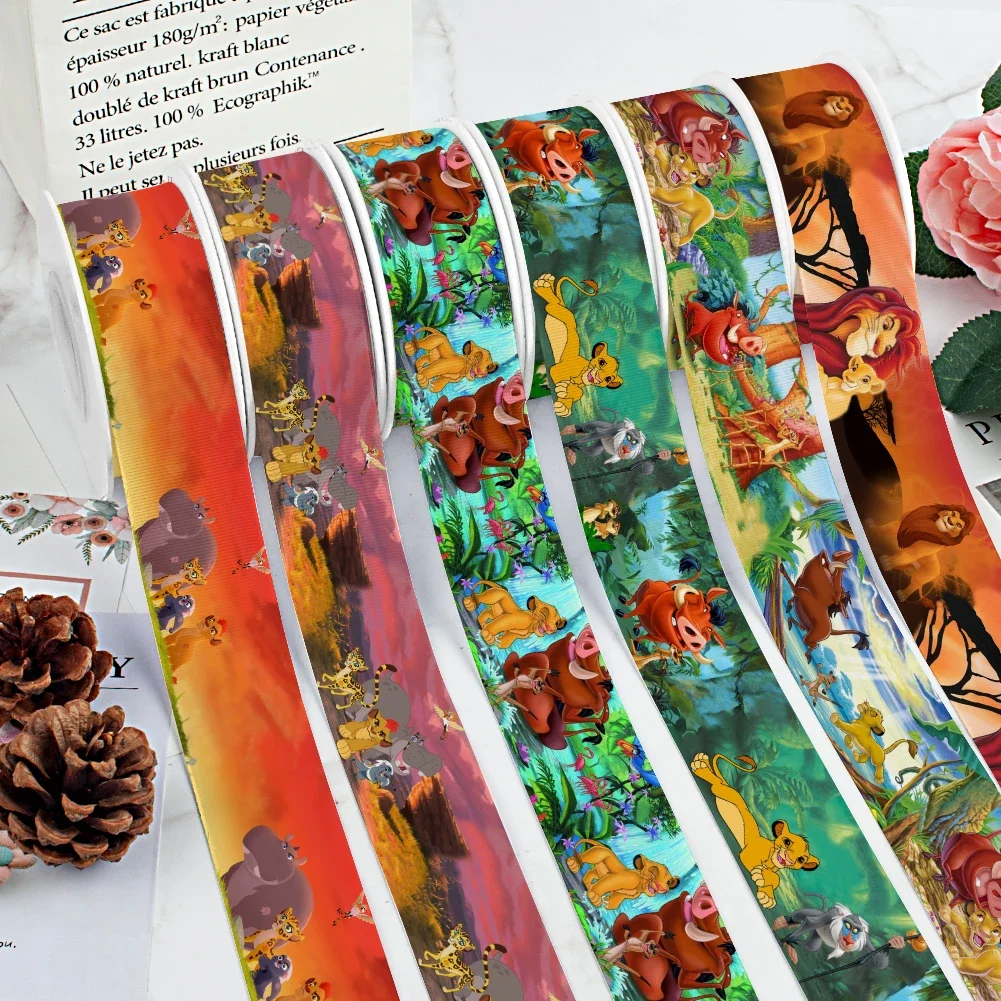 Disney Lion King Cartoon Design Printing Grosgrain Ribbon For DIY Hair 5 Yards