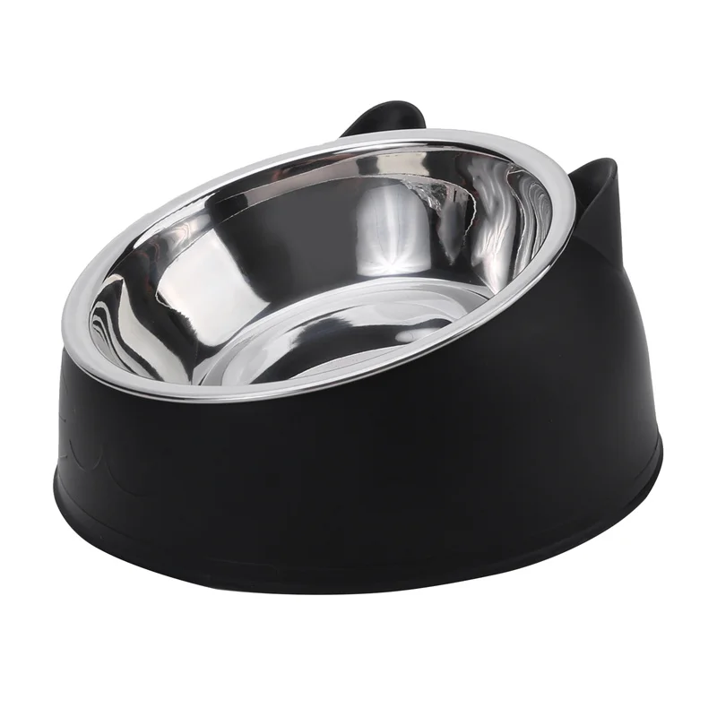 Stainless Cat Bowls Non-slip Base Pets Puppy Dog Food Water Feeder Bowl Neck Protection Dish Pet Bowl 15 Degrees Bowl Pet Supply