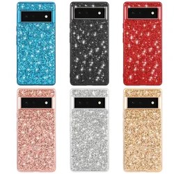 Luxury Glitter Case for Google Pixel 7 Pro 6 8 Silicone Bumper Shockproof Hard Plastic Plating Phone Cover for Pixel 8 Pixel 7