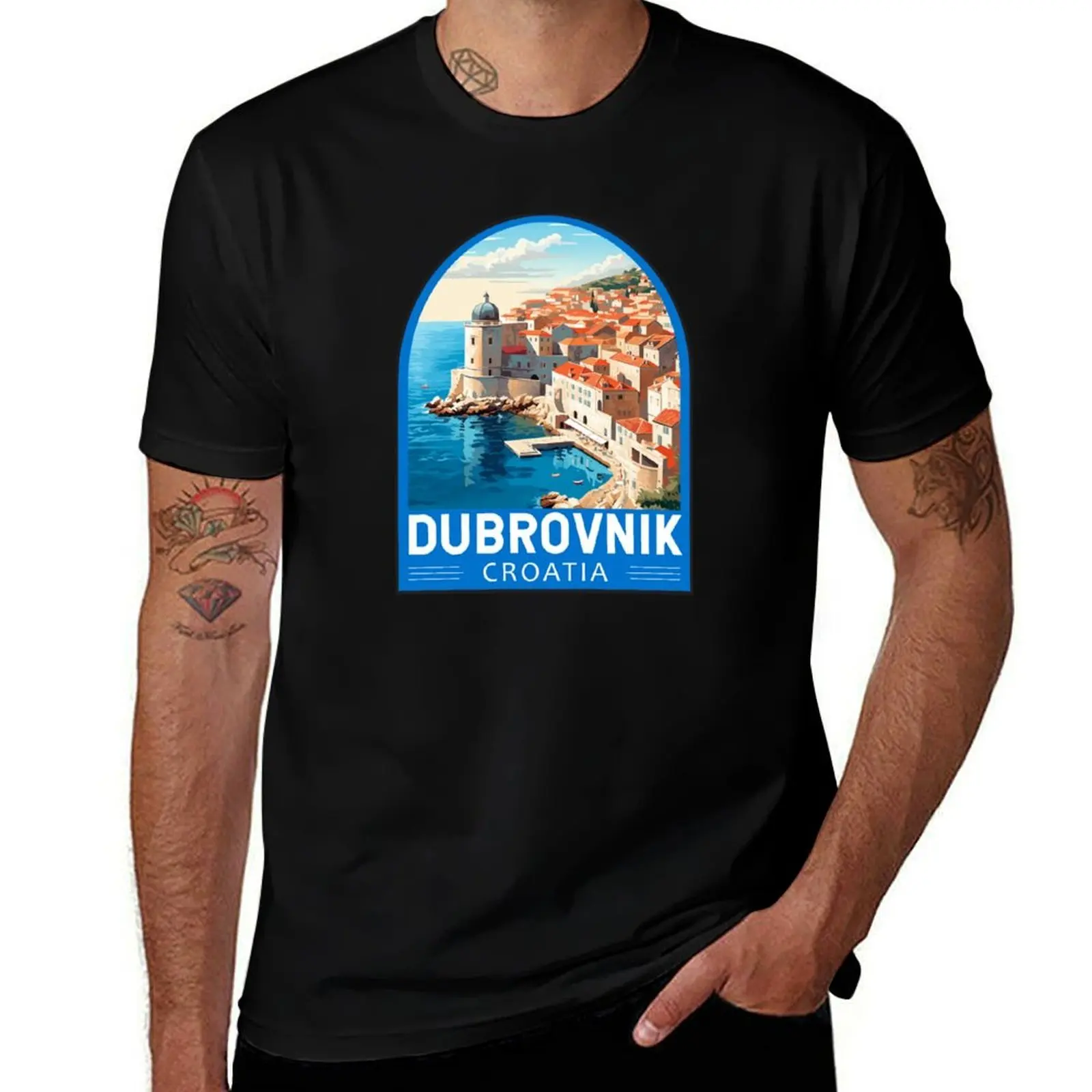 

Dubrovnik Croatia Travel Retro Emblem T-Shirt animal prinfor boys valentines clothes heavyweights men workout shirt