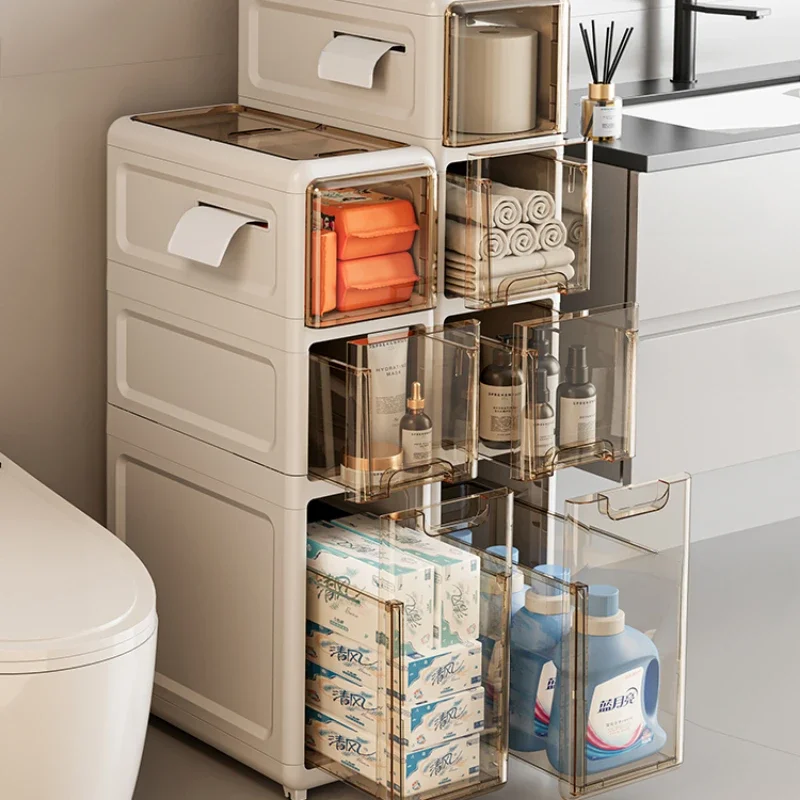 HighQuality Storage Cart 2/3/4 Tier Mobile Shelf Unit Drawer Organizer Slide Out Trolley Cart Bathroom Laundry Narrow Space