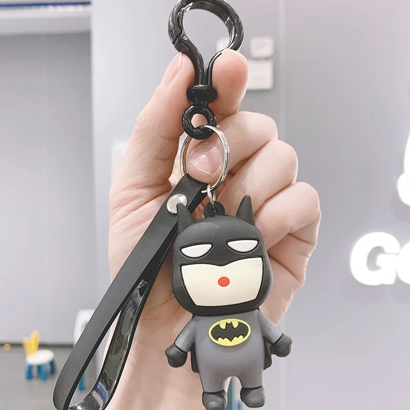 Spider-Man Captain America Batman Cute Doll Keychain Silicone Car Couple Key Pendant Iron Man School Bag Pendant Keychain