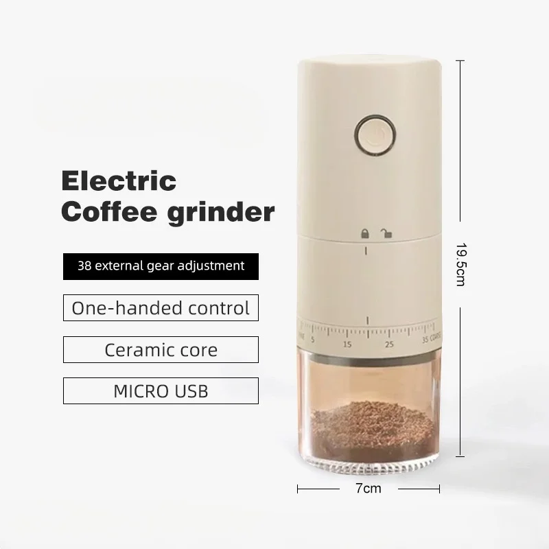 

Upgrade Electric Coffee Bean Grinder Portable USB 38 Gears External Adjustable 1500mAh Rechargeable Household Coffee Machine