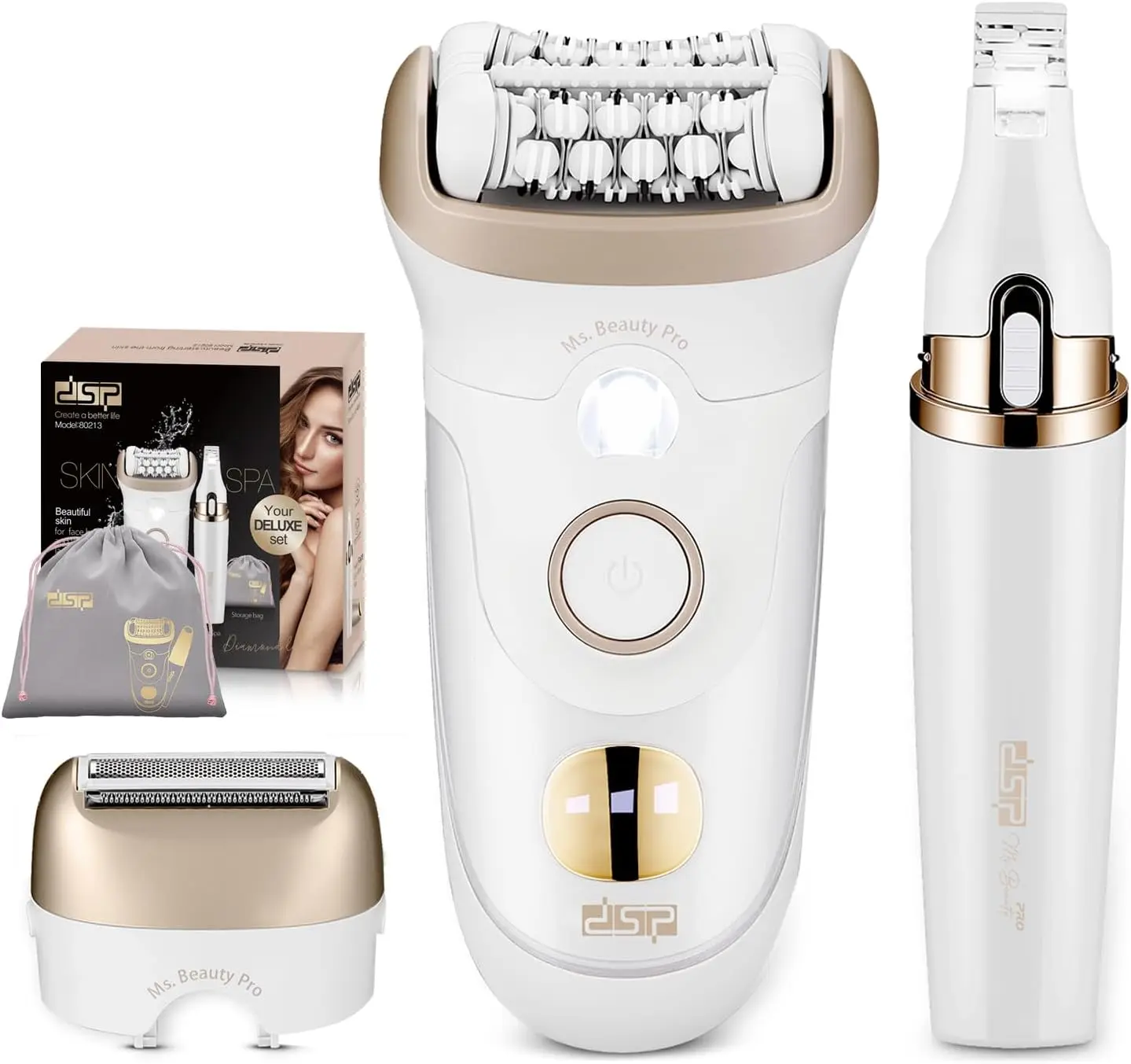 

4-in-1 Women's Hair Removal Device: Epilator, Shaver & Trimmer with Fast Charging and Accessories
