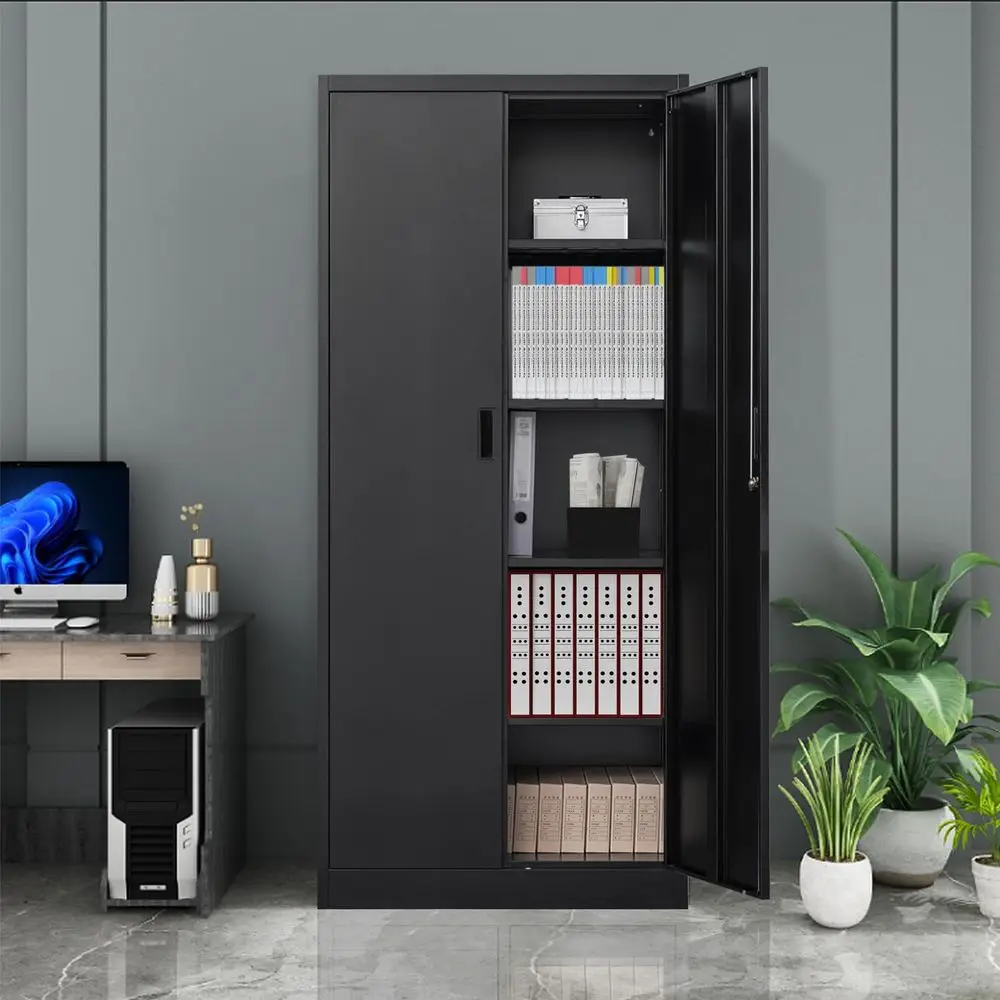 

Metal Storage Cabinet, 71 H Locking Cabinet with 5 Adjustable Shelves for Garage, Classroom, School, Home, Office, PantryBlack