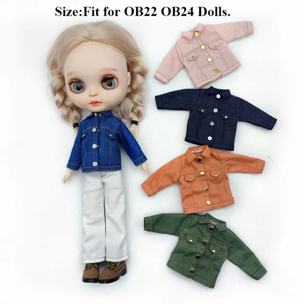 New Fashion Jeans Jacket Pocket DIY Doll Clothes 9 Colors Casual Wears Doll Wears Outfits For Ob22 Ob24 Dolls