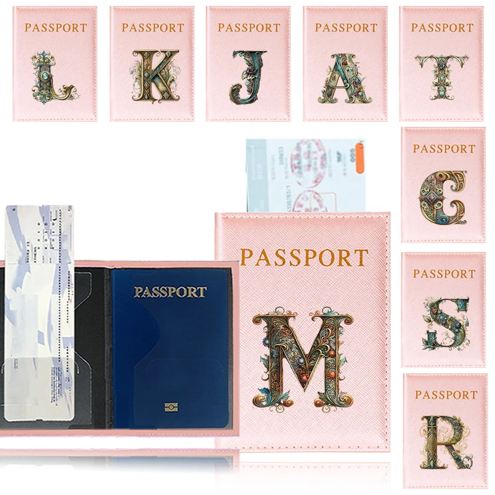 

Multi-Function ID Bank Card Travel Passport Holder Case Multiple Slots for Cards Documents Passport Pouch Graphic Letter Series