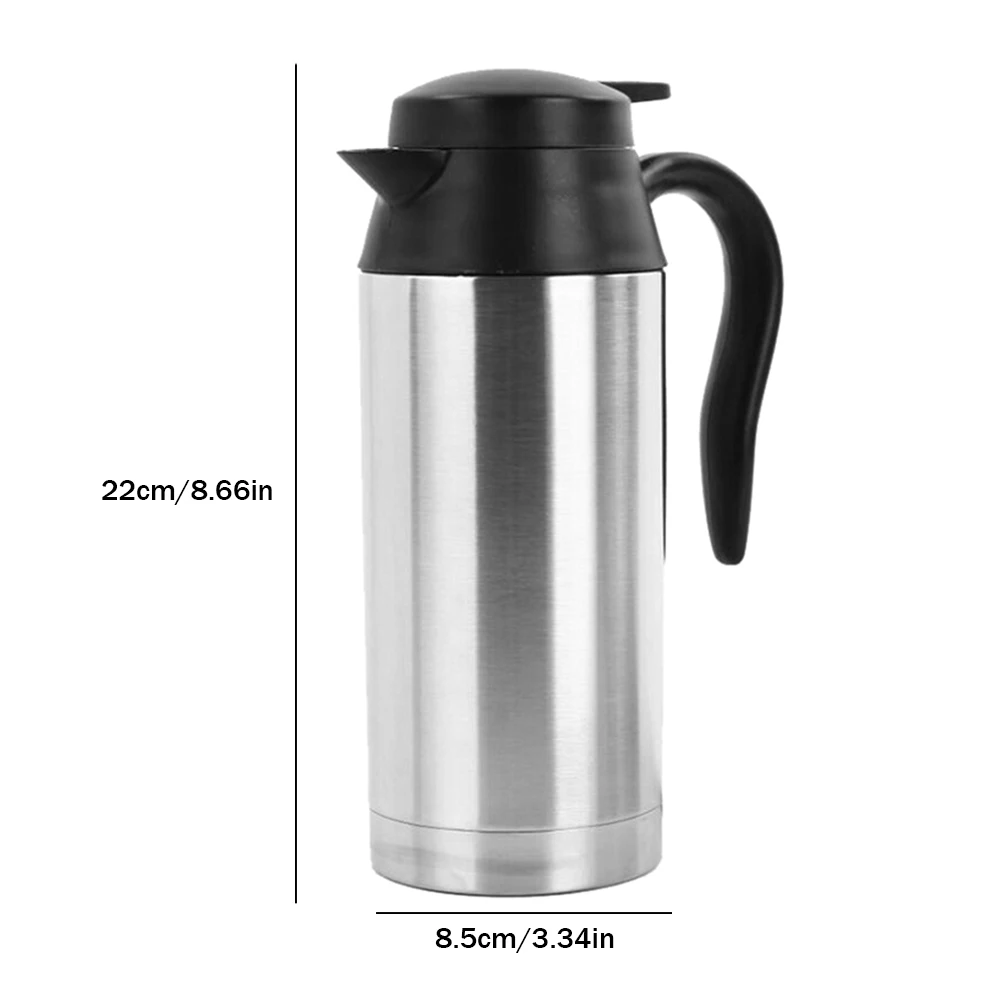 Taza de calefacción eléctrica para coche, hervidor de agua de acero inoxidable, Apagado automático, 750ml/1200ML
