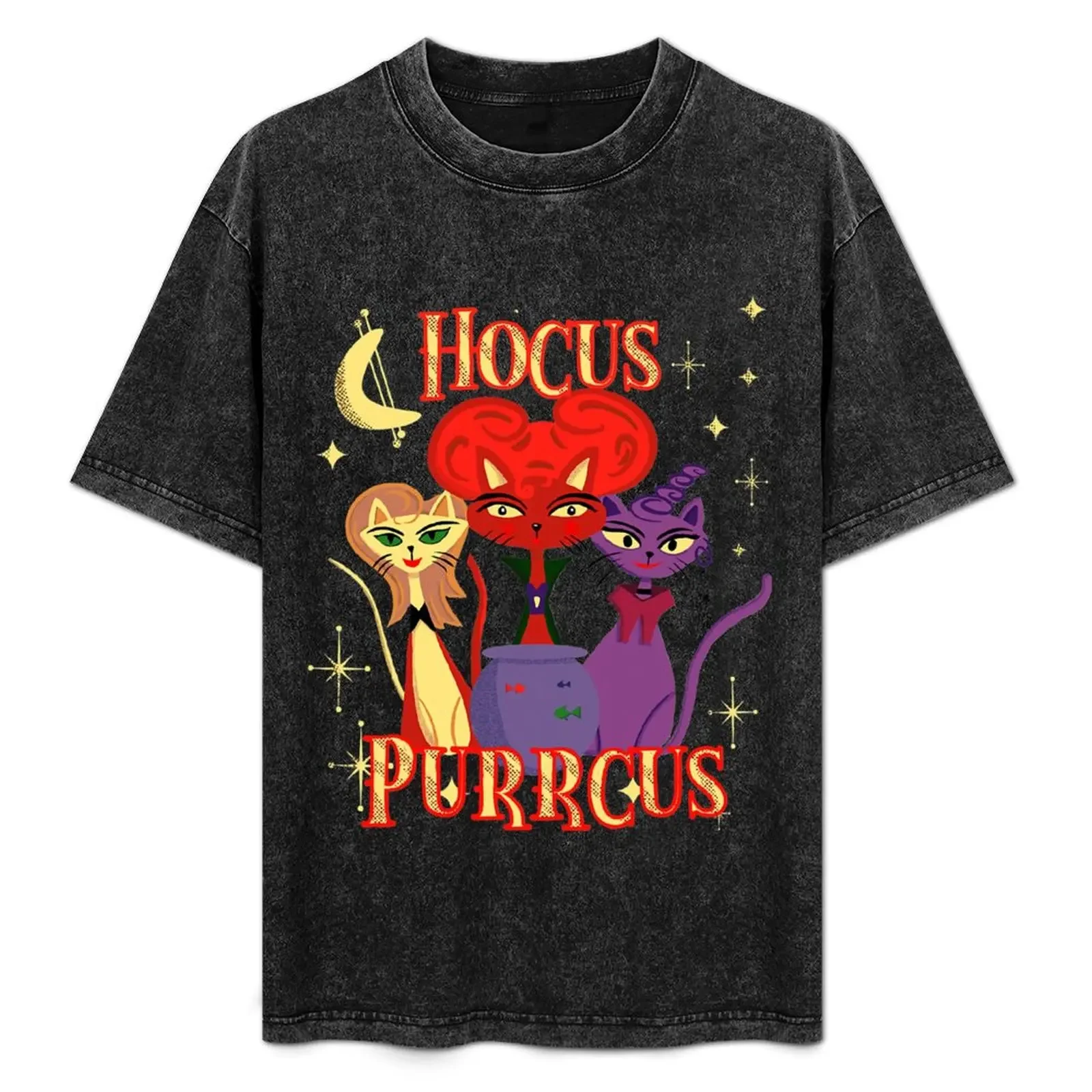 

Mid-Century Modern Cats Funny Witch Halloween Hocus Purrcus T-Shirt High Quality Durable T-Shirt