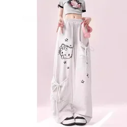 Big Pockets Sanrio Hello Kitty Y2k Baggy Pants Kawaii Graffiti Wide Leg Trousers Oversize Sports Streetwear Sweatpants For Women