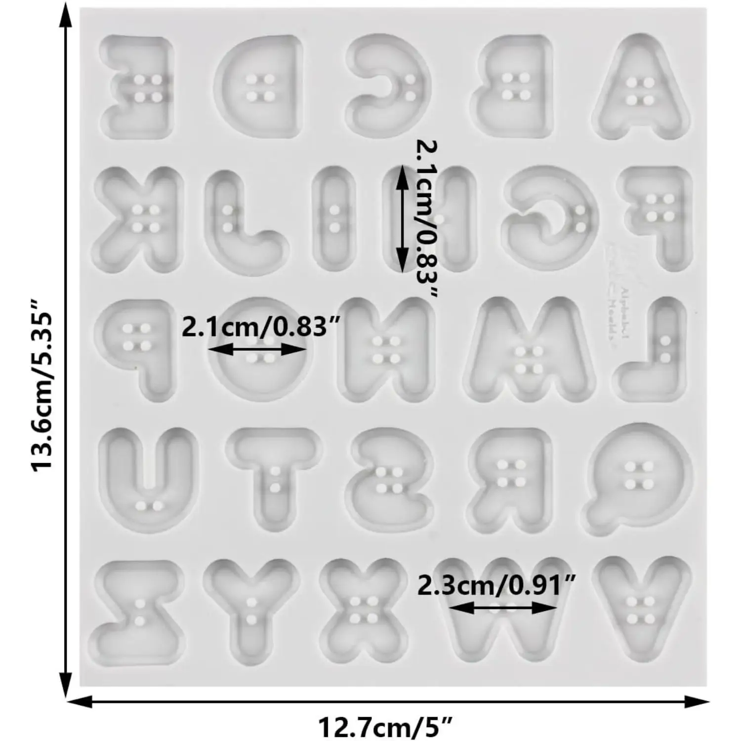 Button Letters Alphabet Silicone Mold Baking Biscuits Chocolate Mold Cake Decorating Candy Gum Paste Polymer Clay Set Of 1