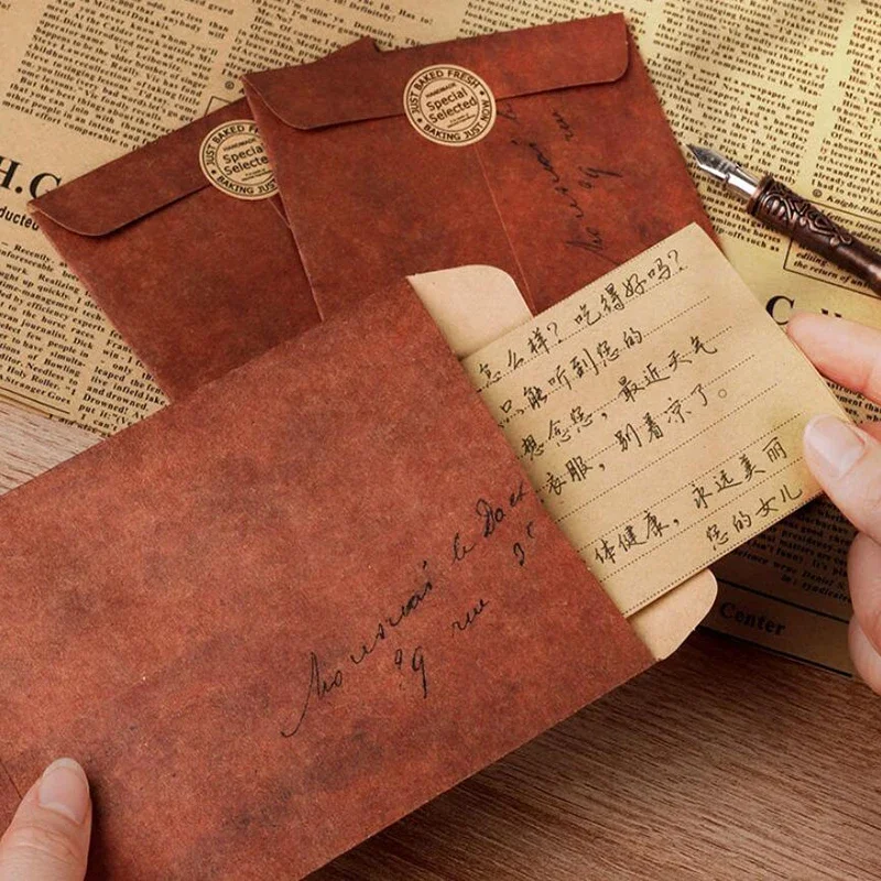 5/10pcs Vintage Kraft Paper Envelopes for Letter Paper Wedding Party Invitation Card Bag Wages Letter Pads Cover Office Supplies