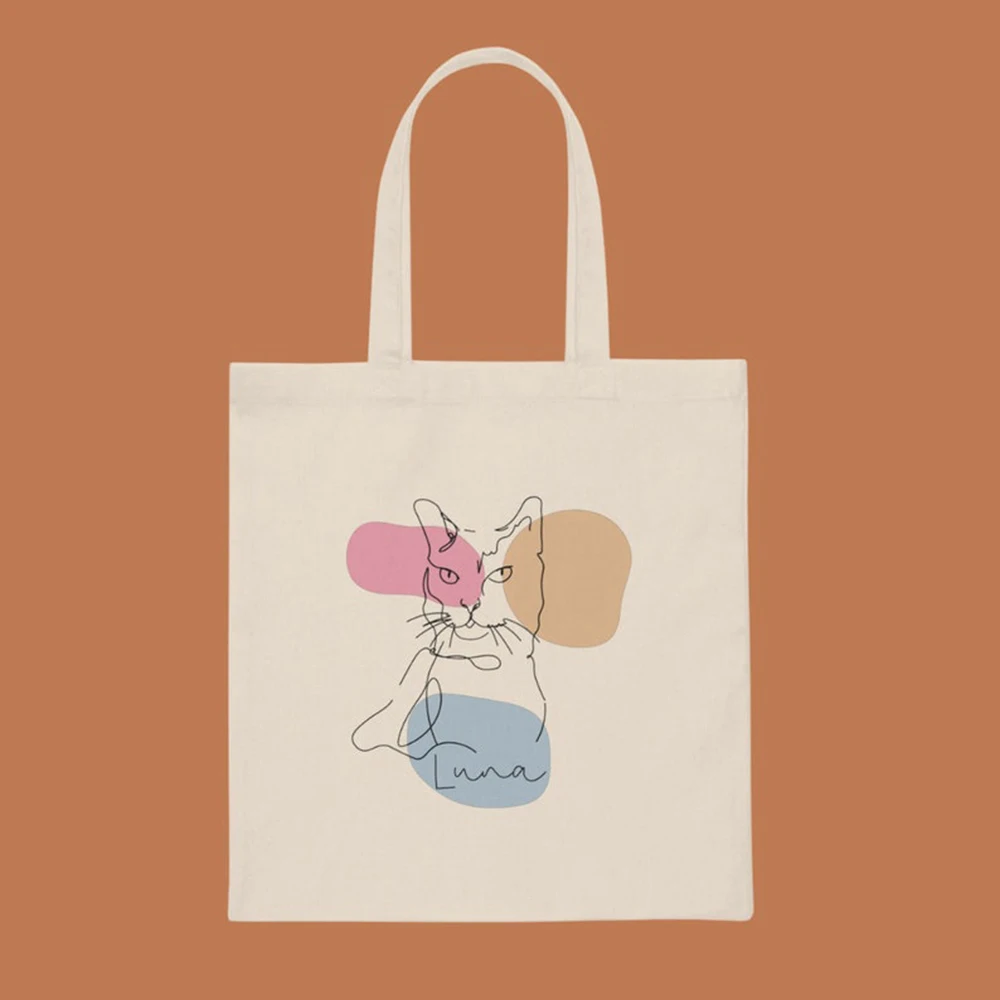 

Fresh Pet Canvas Tote Bag Custom Mixed Cat Dog Graphic Multifunctional For Pet Parents Beach Picnic Short Trip Storage Gift