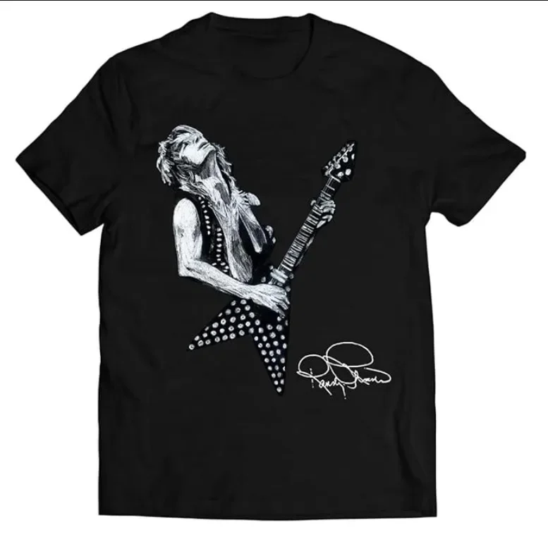 RANDY RHOADS T-Shirt Short Sve Cotton Black, Mom gift, Best, Fan Gift Cotton  vintage oversized