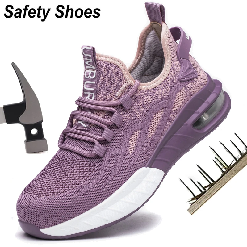 Breathable Steel Toe Safety Shoes for Women Work Safety Boots Puncture Proof Sport Work Sneakers Construction Security Boots