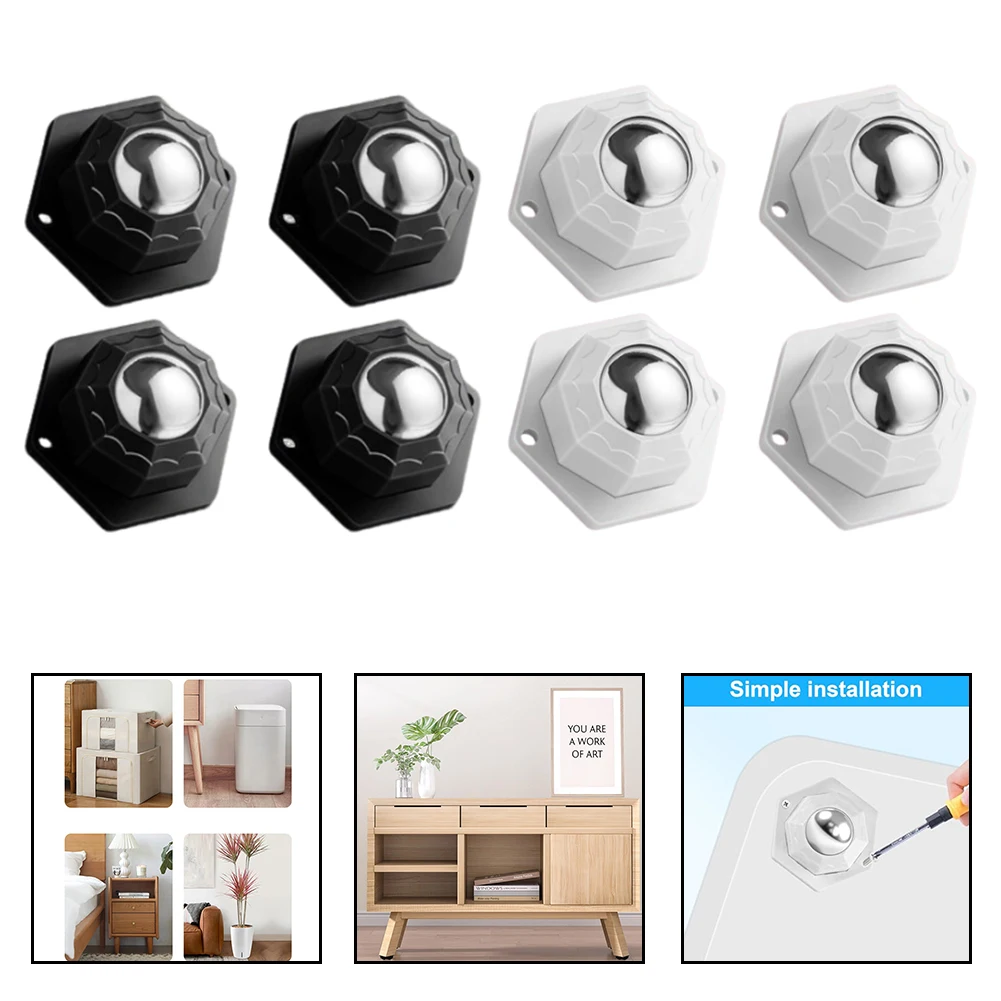 4pcs Ball Bearing Wheel Can Be Attached To Casters Household Furniture Mobile Coffee Table Tray Bedside Cabinets Supplies