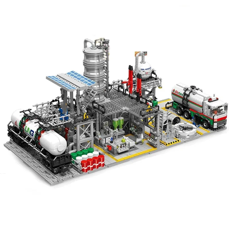 3 in 1 Creavite Moc Chemical Plant Building Blocks 2142Pcs City Factory Bricks Worker Figures Constraction Toys for boys Gift