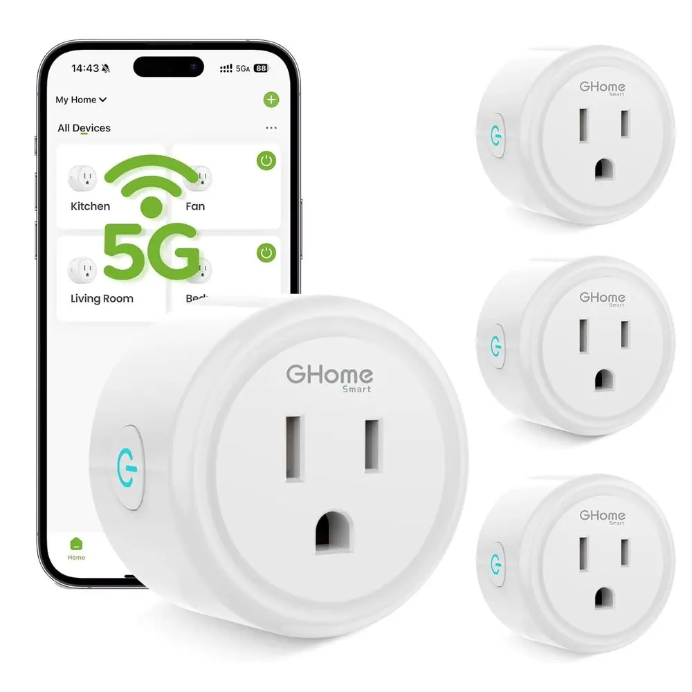 

5G 15A Wii Smart Plug Compatible with Alexa and Home, Outlet Timer Smart Home Wii Outlet Timer with Remote Control, 5GHz and 2.4
