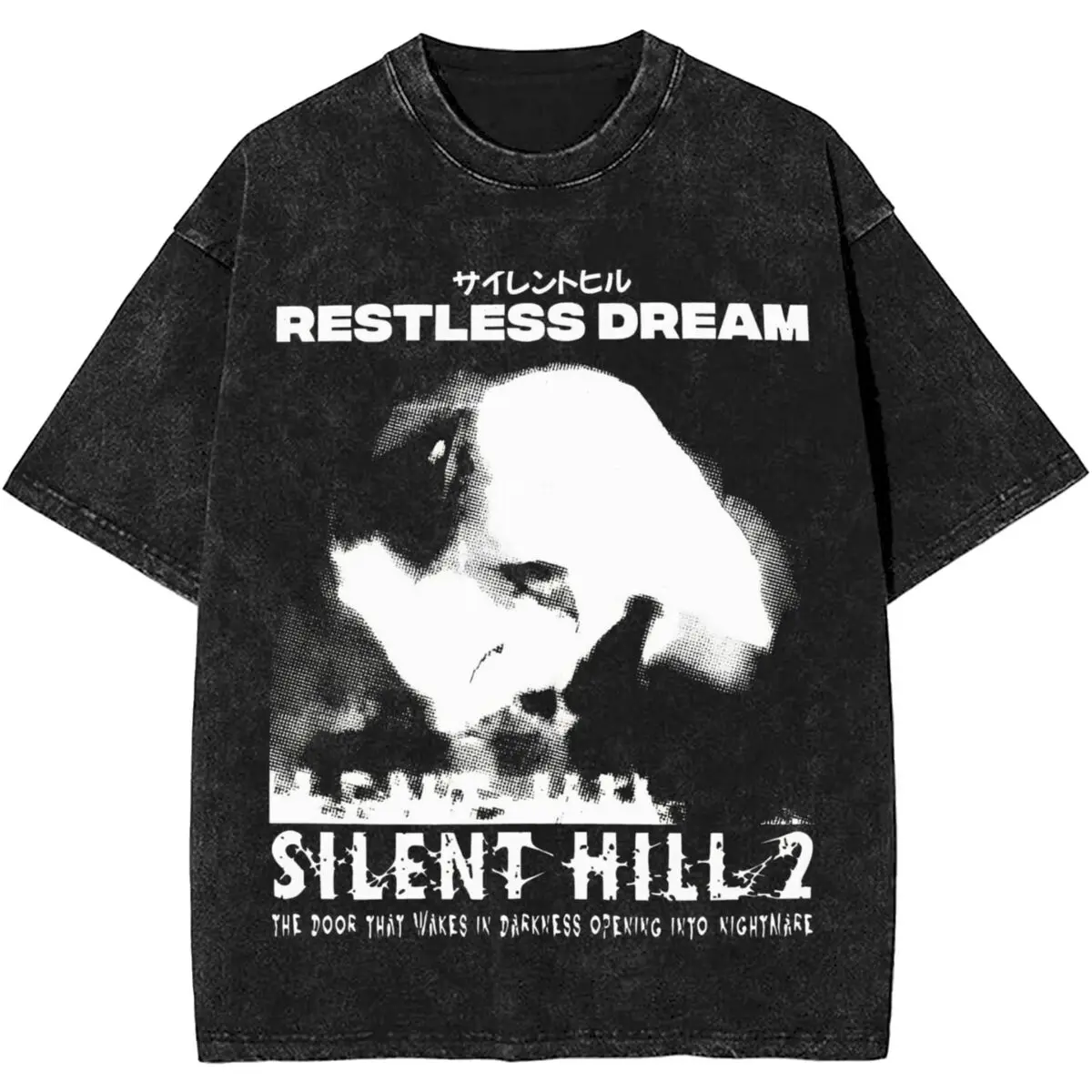 Harajuku Washed Shirt Silent Hill 2 Restless Dream Outfit Vintage T-Shirts Oversize Streetwear Short Sleeve Printed Tee Shirt