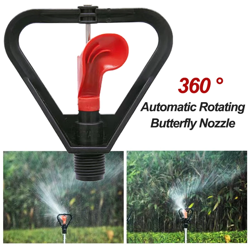 360° Automatic Rotation Sprinkler Heads Butterfly Nozzle 1/2 Misting Nozzle Plastic Rain Nozzle Garden Lawn Irrigation Accessory