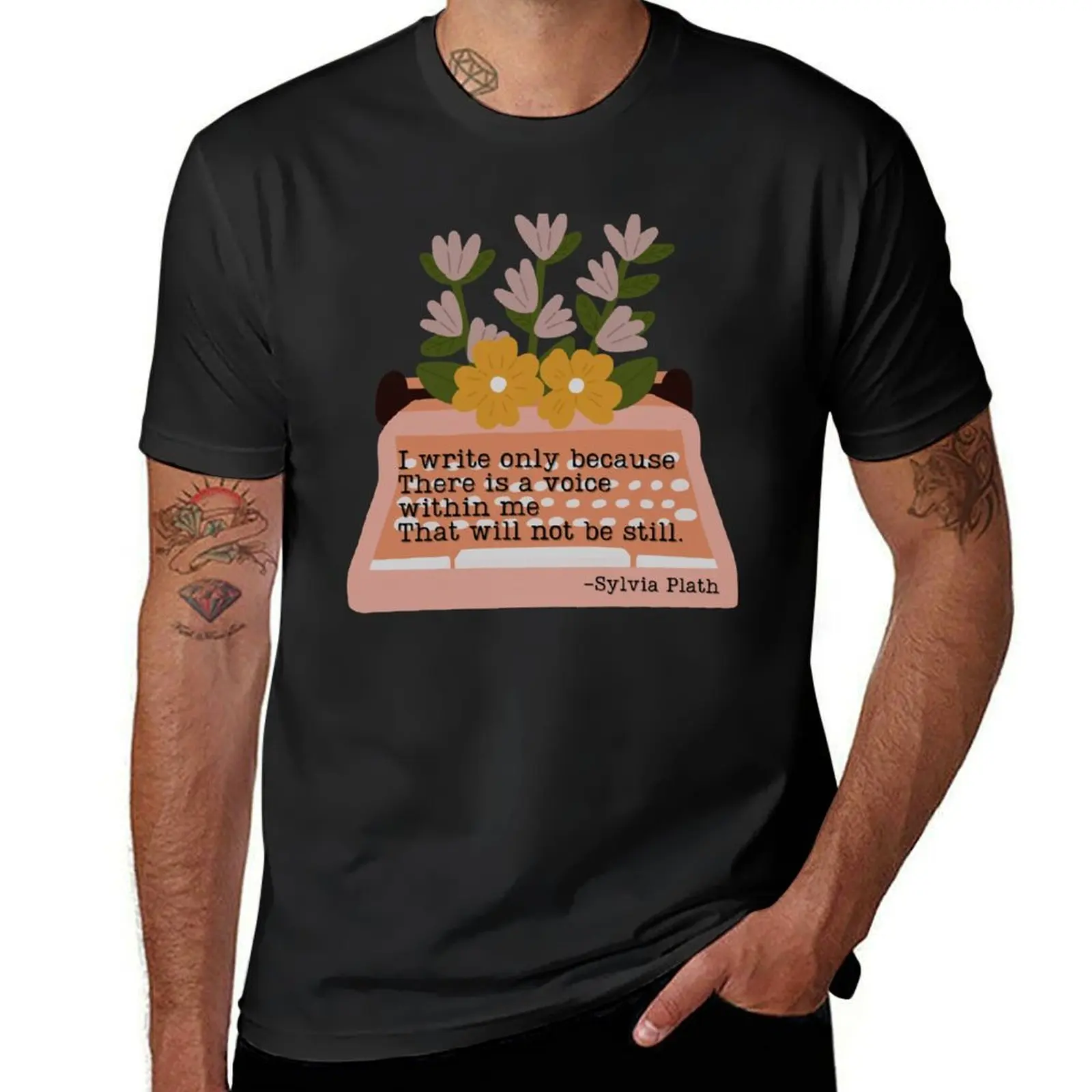 There is a voice within me - Sylvia Plath Writing Quote T-Shirt anime clothes sublime customs oversized t shirts for men