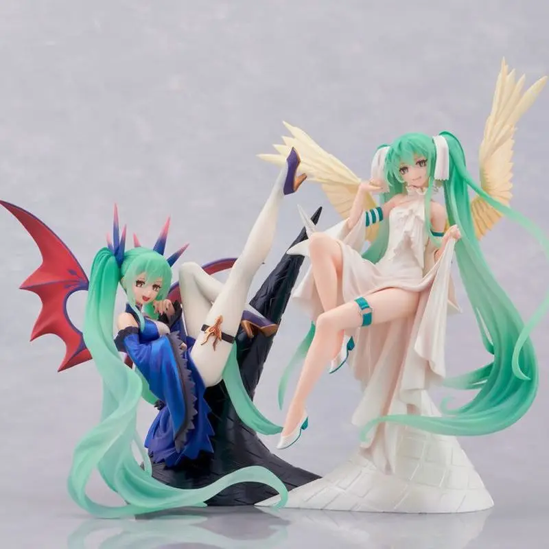 Original Furyu Vocaloid Hatsune Miku Tenitol Light Dark Angel Devil 22cm Pvc Action Figure Model Doll Ornaments Toys Gifts