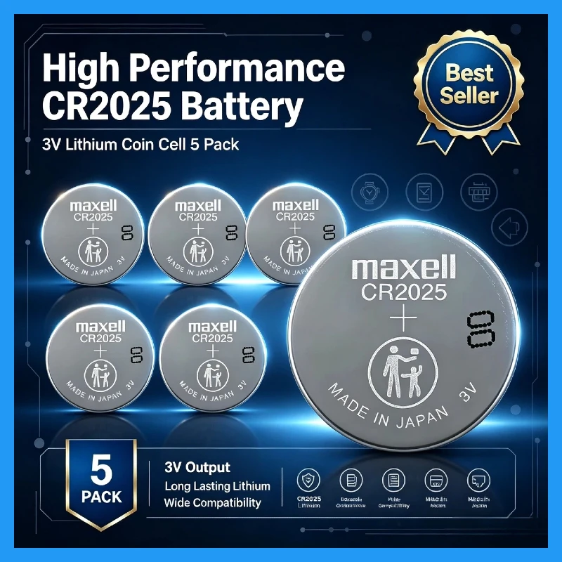 Maxell CR2025 3V Lithium Coin Battery 170mAh - 5/10/25/50/100 Pack Options DL2025 ECR2025 Button Cell for Remote Control & Mothe view 2