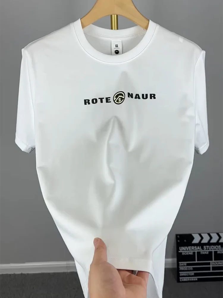 

Summer New Loose Fit round Ne ort Sve T-irt Men's Casual Versatile Letter Print f Sve Youth Trendy Cotton Tee