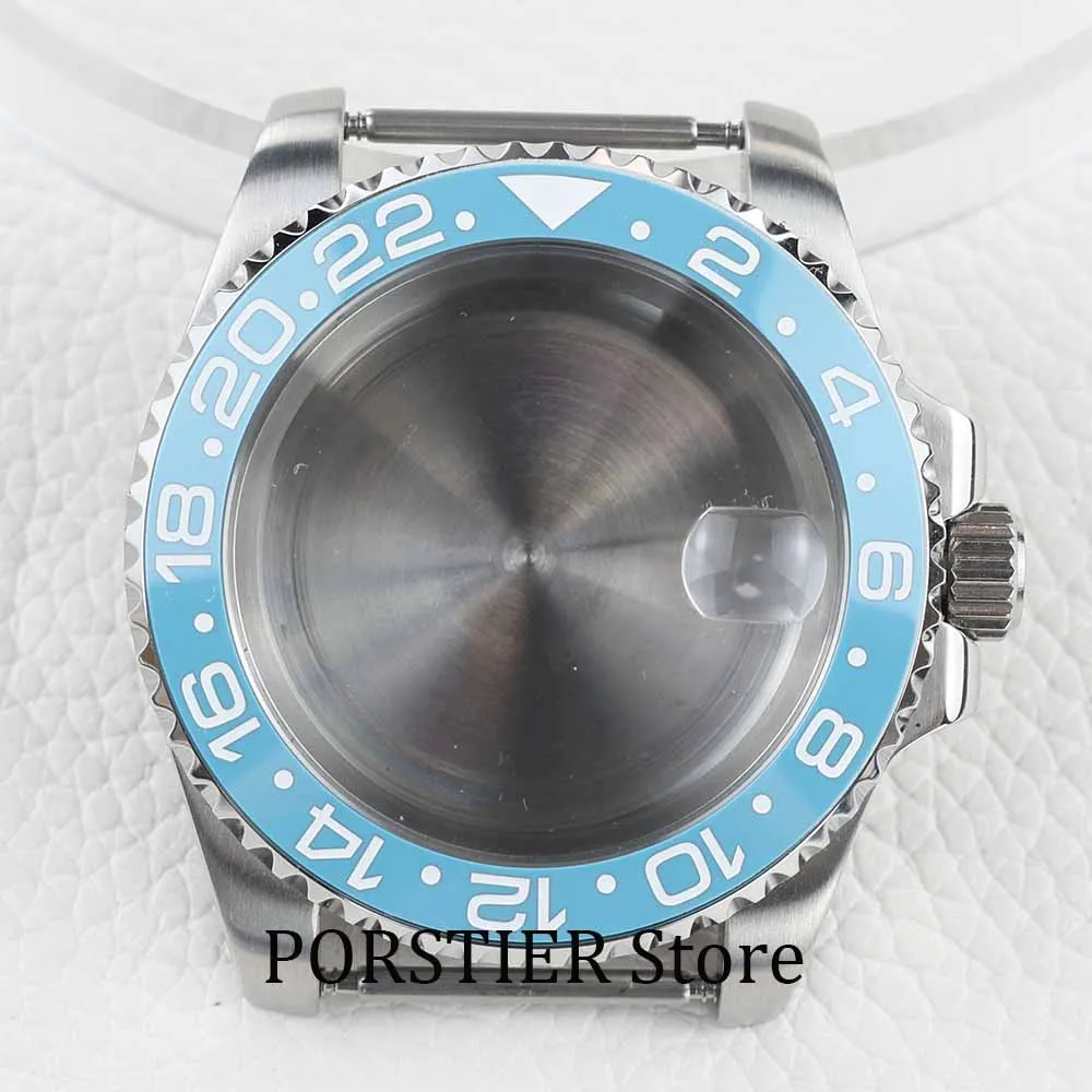 ice blue ceramic bezel Watch Case 40mm 316L Steet Sapphire waterproof For NH35 NH36 Movement 28.5mm dial Submariner Gmt case