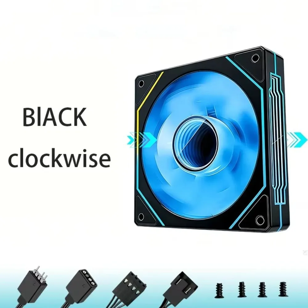 3D Texture ARGB Computer Chassis Fan PWM Control 12V PC Case Fan Large Air Volume Infinite Mirror Design CPU Cooler Fan Computer