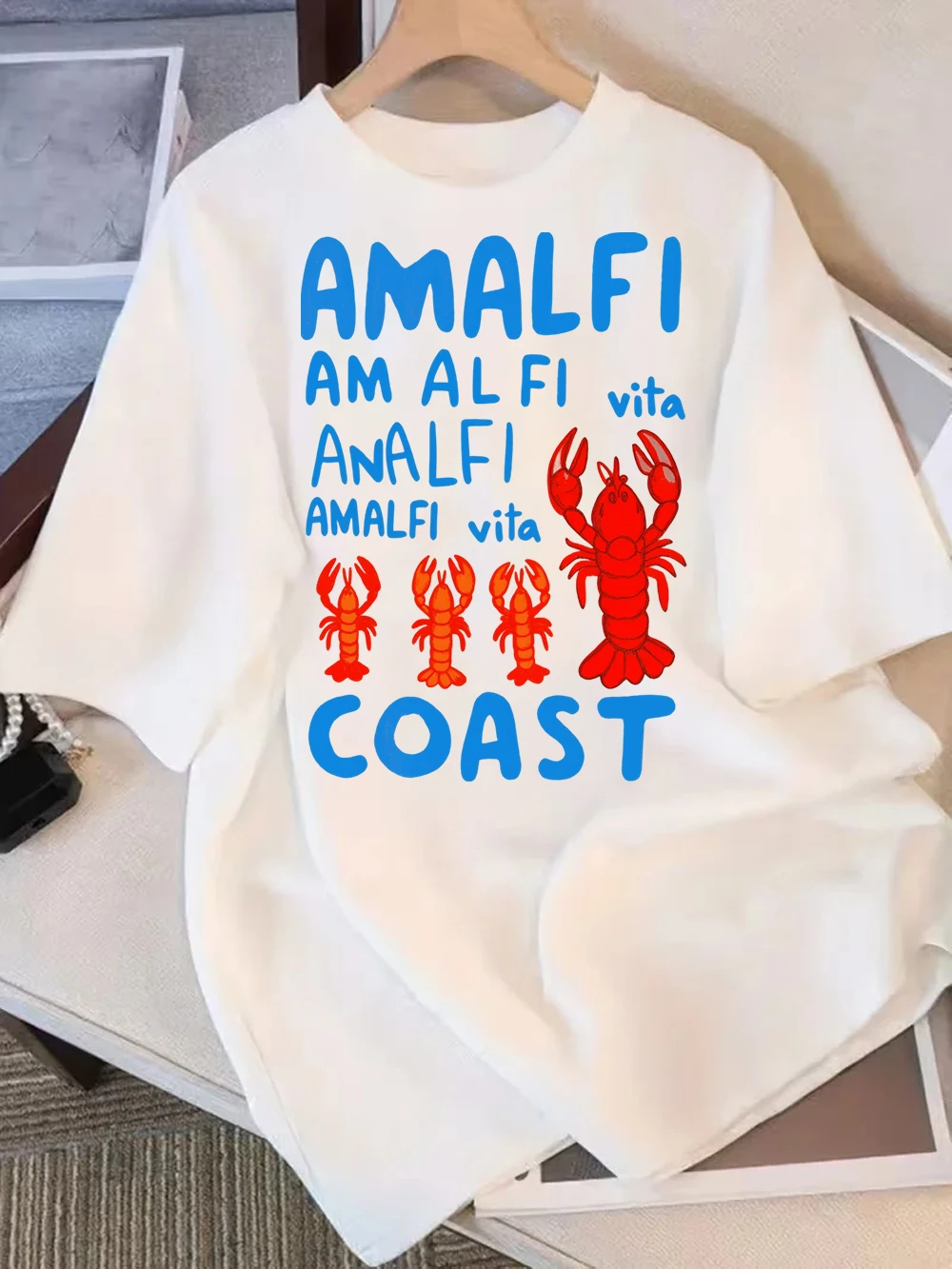 Vacation Fisherman T Shirt Aesthetic Travel Tee Lobster T-Shirt Casual Short Sleeve Tees Street Casual Womans Clothes Streetwear
