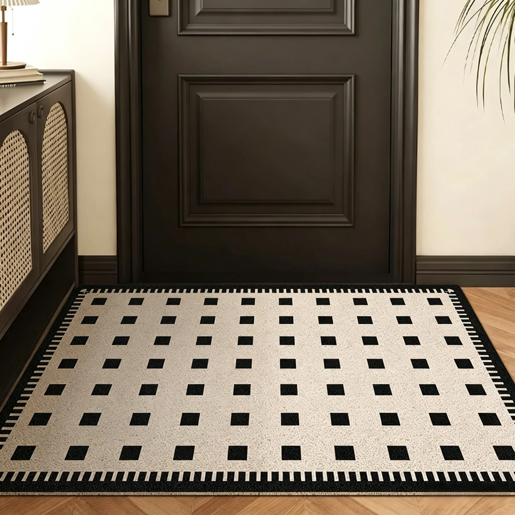 Simple Geometric PVC Coil Door Mat Cuttable Waterproof Dirt Scraper Entryway Rug Non-Slip Outdoor Welcome Mat for Home Decor