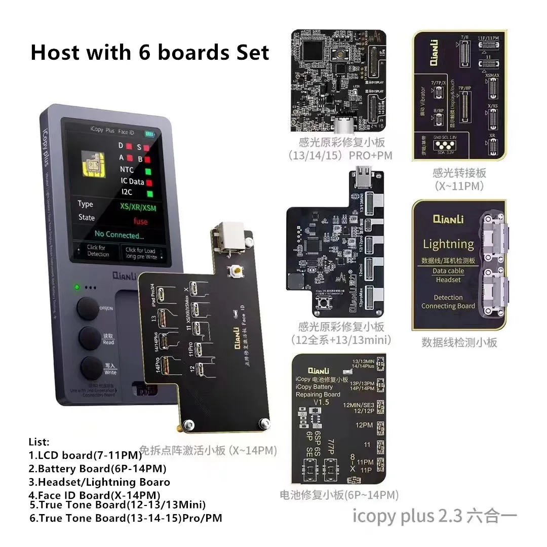 Qianli icopy Plus 2.3 Programmer Tester For 6P-14PM Battery/X-14PM Face ID/X-15PM True Tone/Lightning Data Read and Write Repair