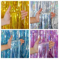 3/2/1Pack Party Backdrop Curtains Glitter Gold Tinsel Fringe Foil Curtain Birthday Wedding Decoration Adult Anniversary Decors 2