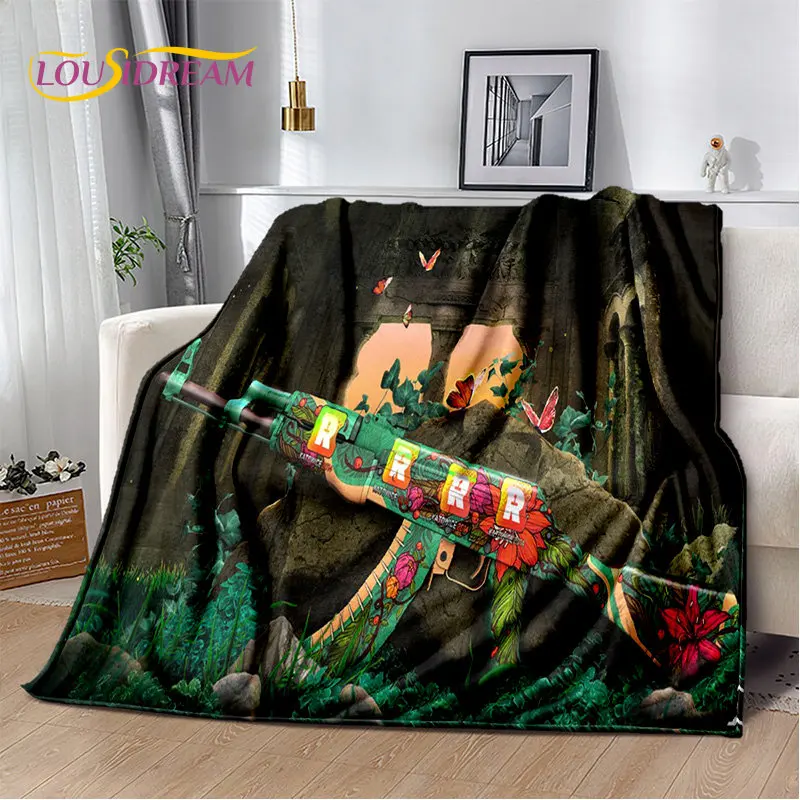 بندقية مسدس خرطوشة بندقية ، CS ، AK ، USP ، M4 ، AWP لينة أفخم بطانية ، الفانيلا بطانية رمي بطانية لغرفة المعيشة غرفة نوم أريكة نزهة