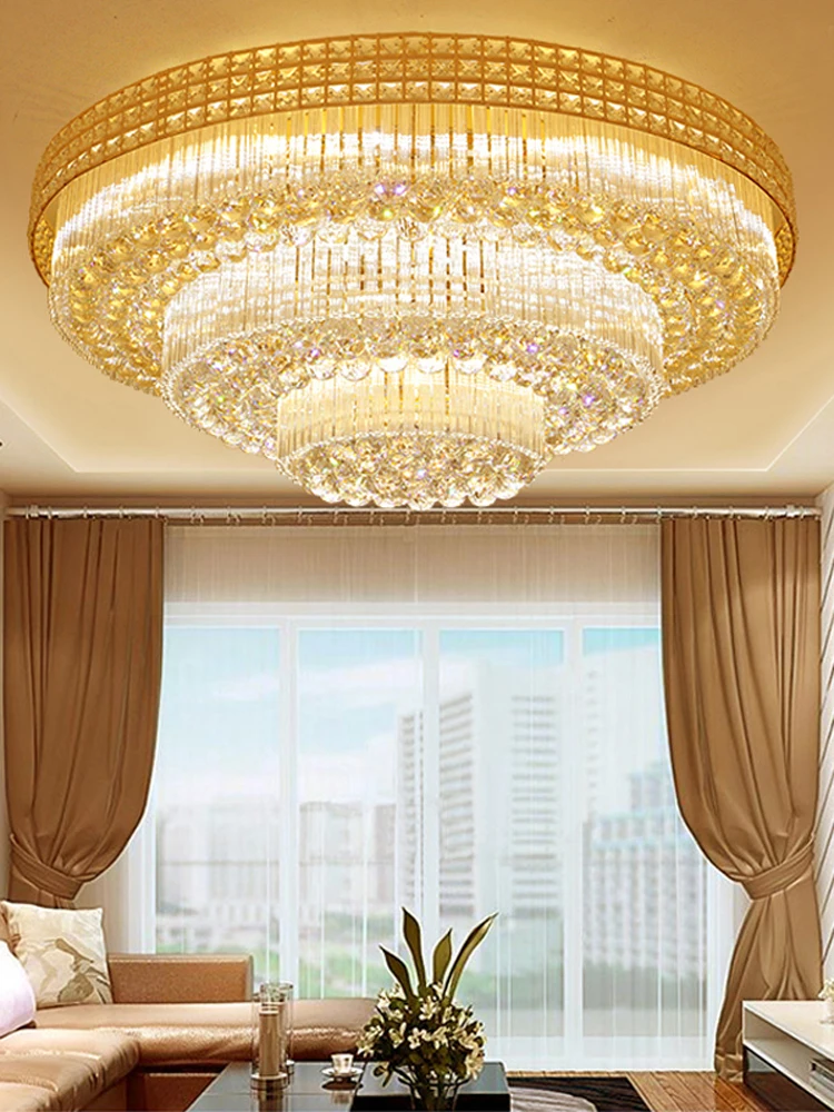 Luxury Round/Retangle Crystal Ceiling Lights for Living Room Bedroom Gold Ceiling Chandelier Lamp Home Decorative Lighting