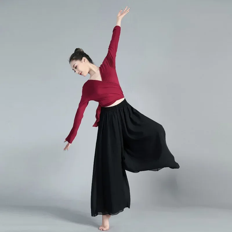 Dance pants Loose and elegant chiffon wide-leg pants Classical dance pants Chinese style dance clothes Zen clothes Yoga