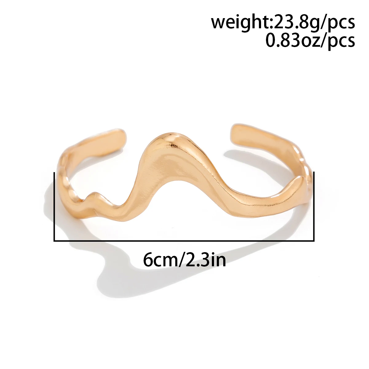 IngeSight.Z New Gold Color Wave Shaped Cuff Bangles for Women Personality Design Metal Open Bracelet Female Jewelry Gift