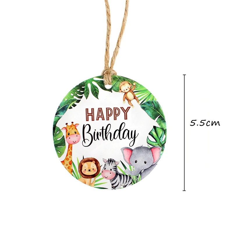 Carton Animal Craft Packaging Tags Paper Stickers for DIY Gifts Hanging Decoration Kids Jungle Safari Birthday Party Supplies