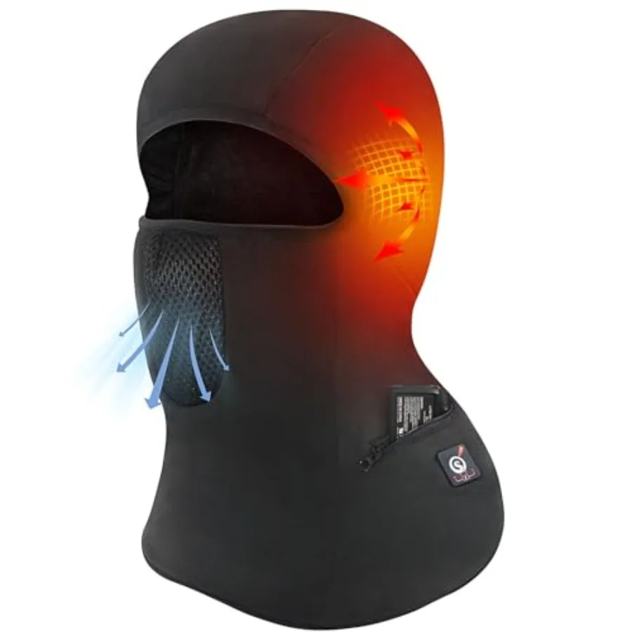 

Electric Heated Balaclava for Men Women with Anti-Freeze Battery in Black for Motorcycle Riding
