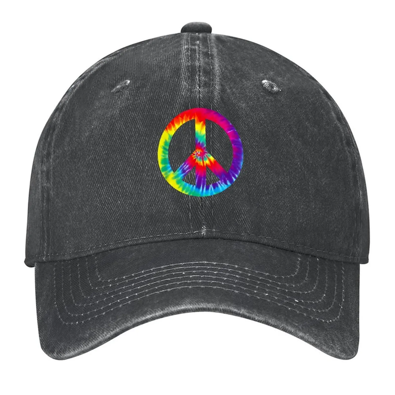 

Peace Sign Symbol Tie Dye 60s 70s Hippie Costume Baseball Cap Custom Cap fishing hat Female Men's